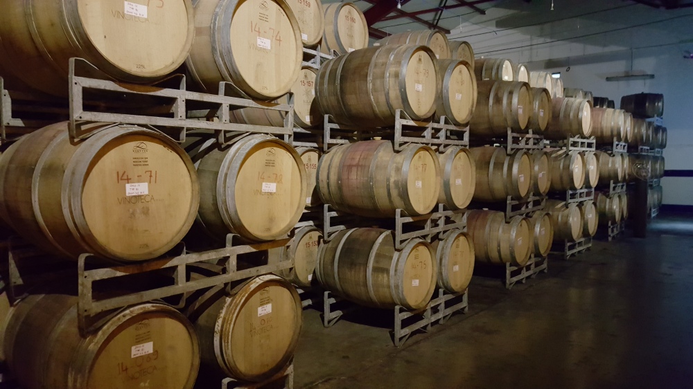 The Wine is stored in these barrels for several months. The barrels have to be stored in  a cool environment, thus it is a kept in a controlled environment. It also is kept away from harsh lighting (the brightness is from the flash)